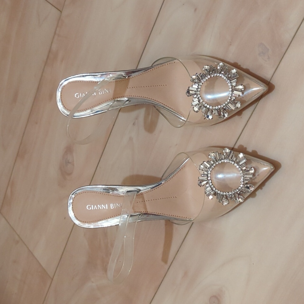 Clear heels with crystal detail